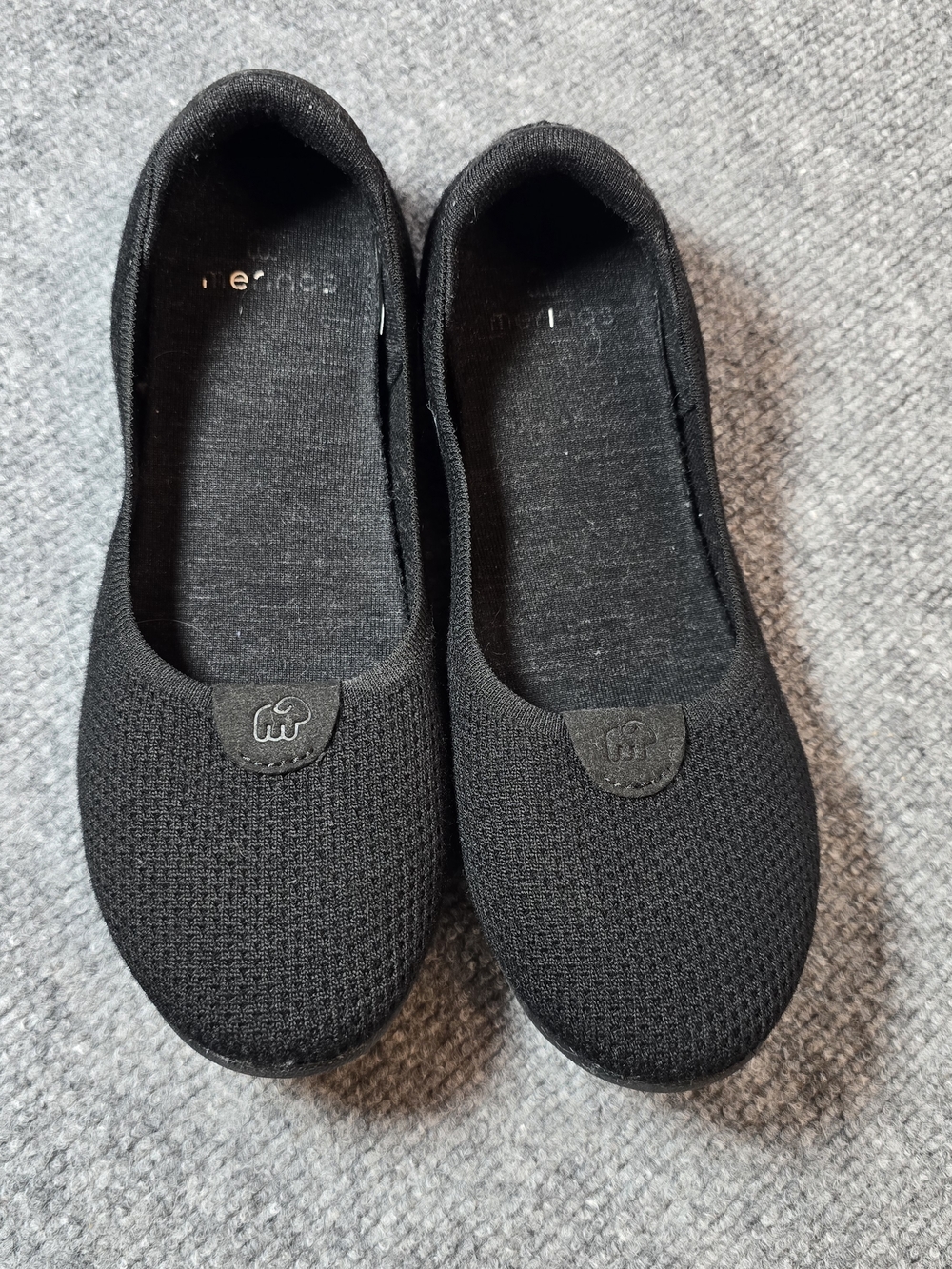 Merinos Ballet Flats Womens 8 Black Slip On Knit Comfort Shoes Minimalist